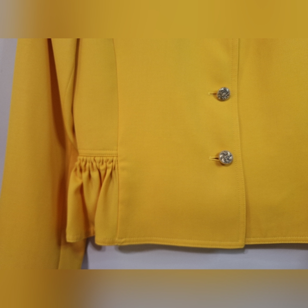 Valentino Miss V Vintage 80s Wool Peplum Blazer Jacket Yellow S M - Picture 6 of 15